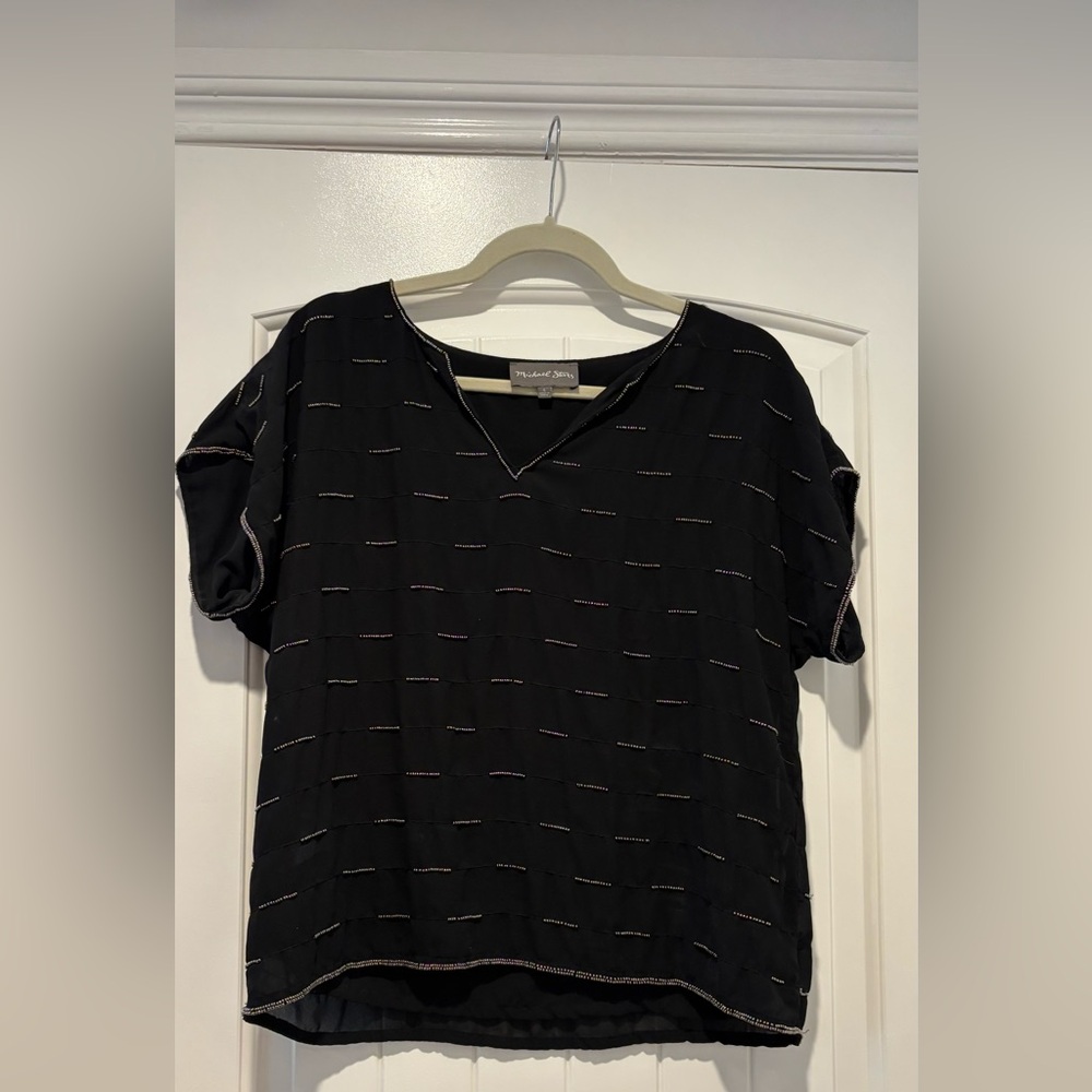 Michael Stars black and silver size small top, beaded embellishments